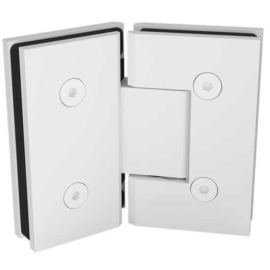 135 Degrees Frameless Shower Screen Glass to Glass Hinge - Matt White - Image 1