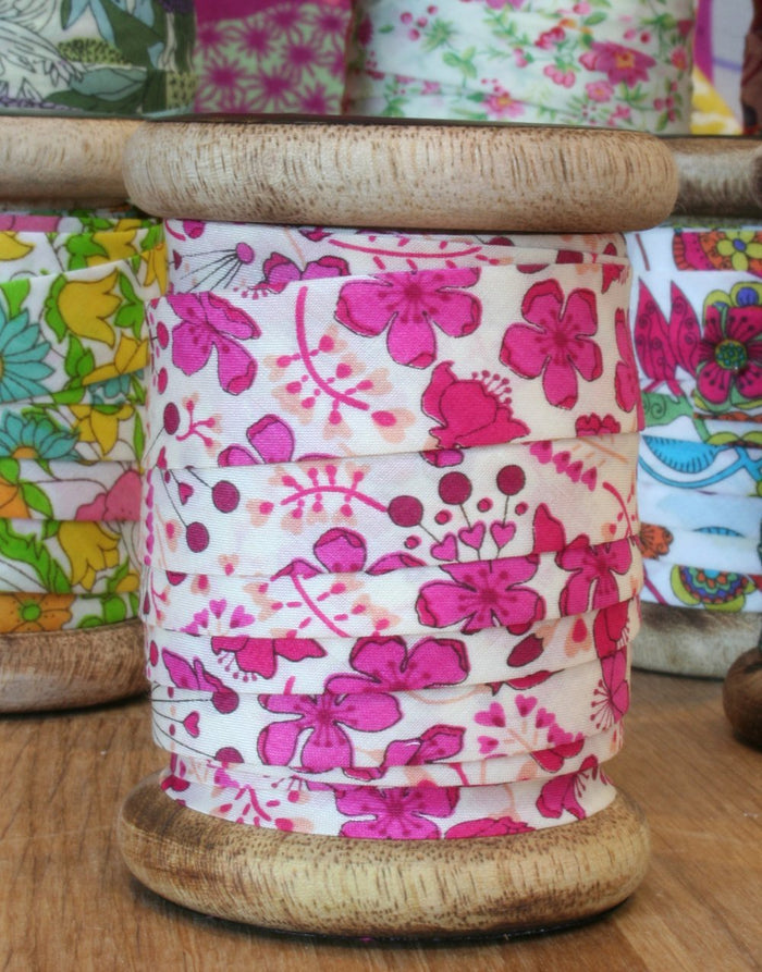 15mm Sarah's Secret Garden Bias Binding Bobbin, Liberty Fabrics