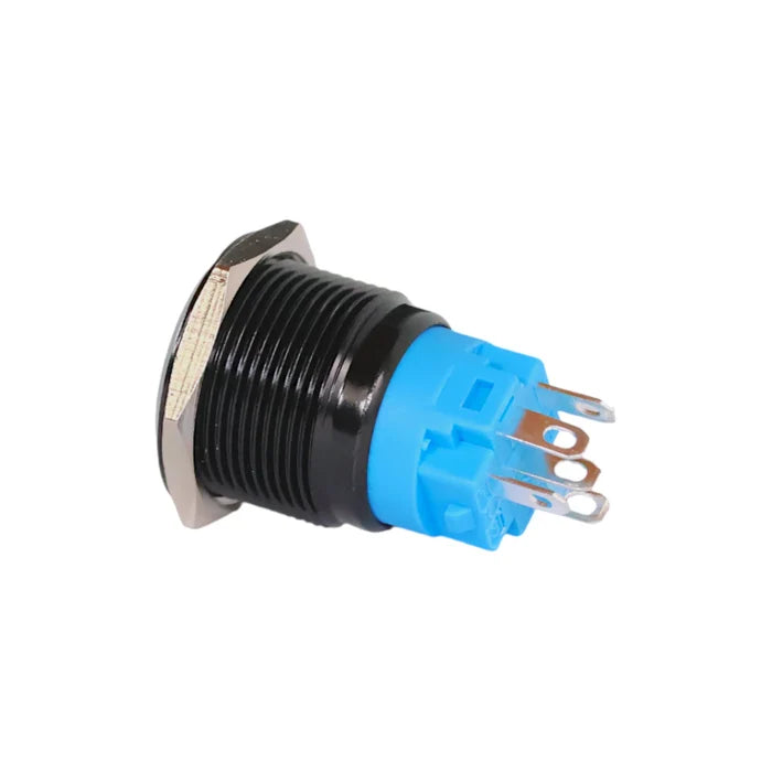 black anodised 19mm push button switch led green style ideal for caravan electrical switch panels