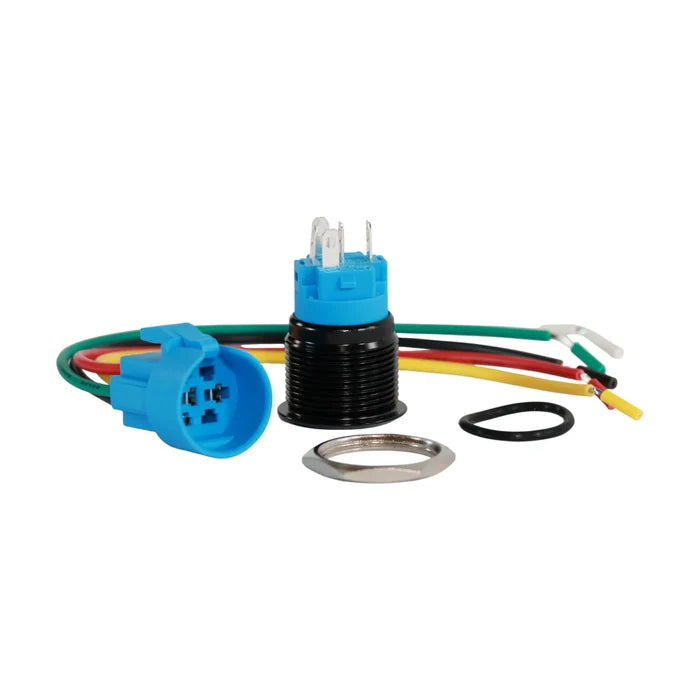 dash mount 19mm black anodised latching push button switch white led for campervan accessory switching