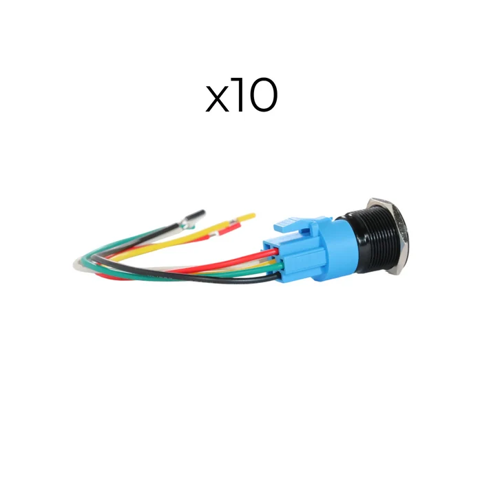 19mm latching led push button switch black anodised finish for campervan 12v and 24v control panels