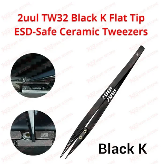 2uul TW32 Black K Flat Tip ESD-Safe Ceramic Tweezers