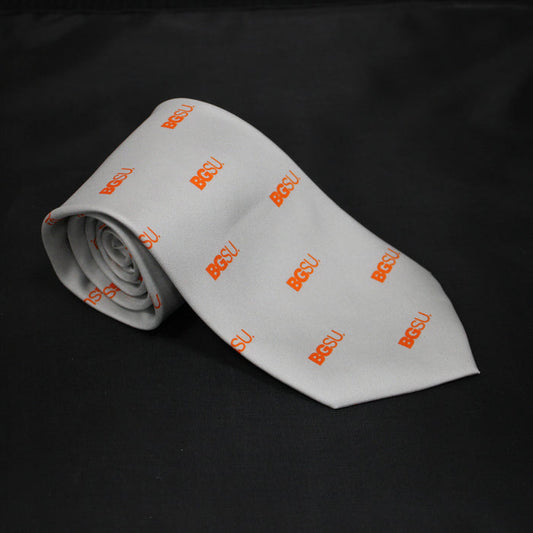 6 Bridges BGSU Repeat Grey Silk Tie