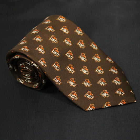 6 Bridges Peekaboo Optical Repeat Brown Silk Tie