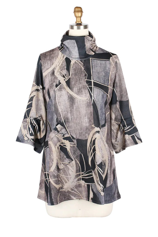 Abstract Tunic in Taupe/Grey/Black - 9232