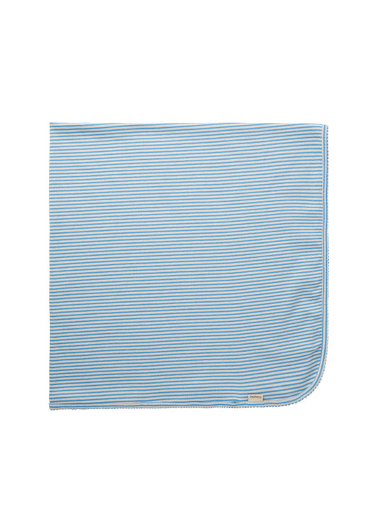 Blue and white striped baby blanket