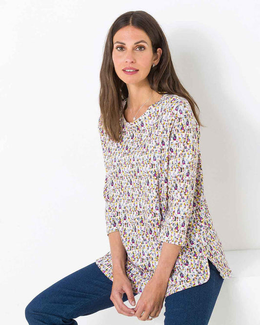 Alora Patterned Cotton Long Sleeve Tunic Top - The Classic Boutique