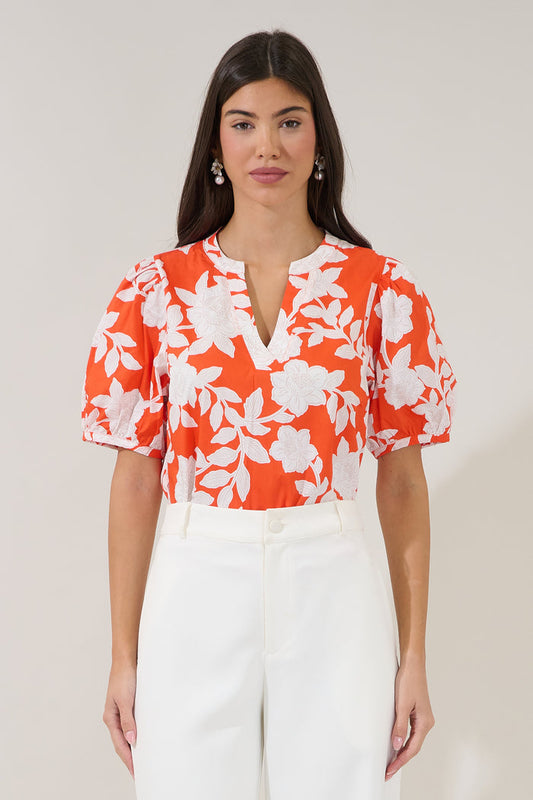 Amanda Split Neck Top Lilo Tropics