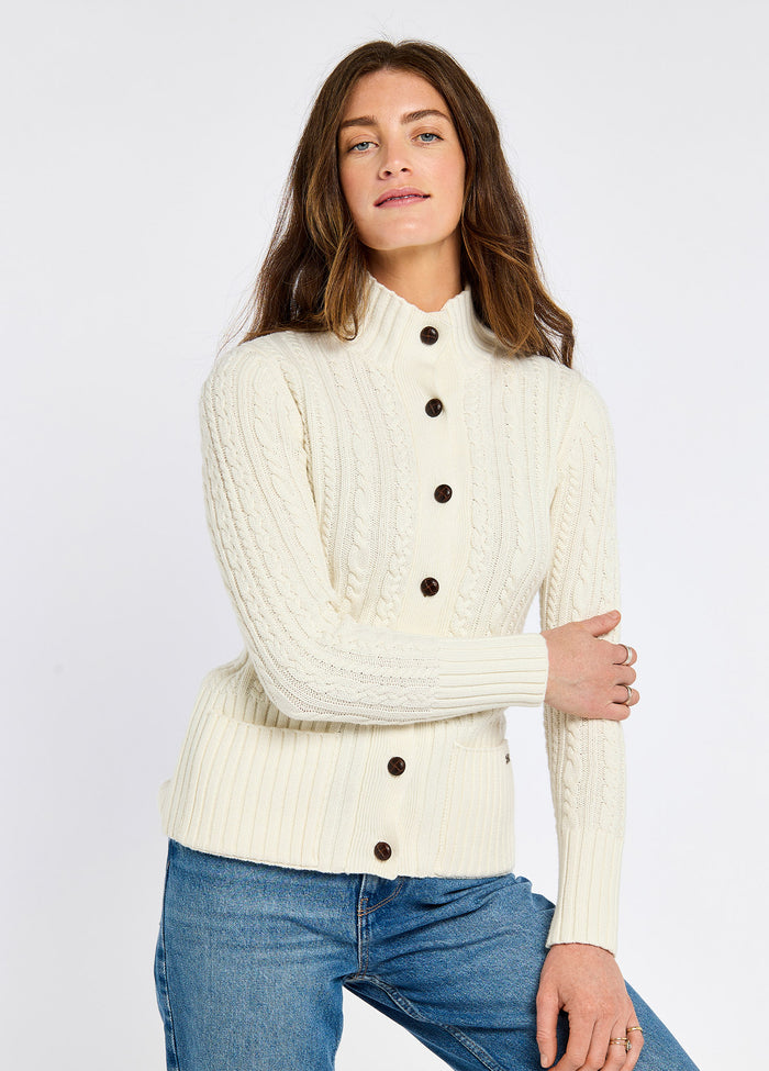 Ardrahan Women’s Fisherman Cardigan - Oyster