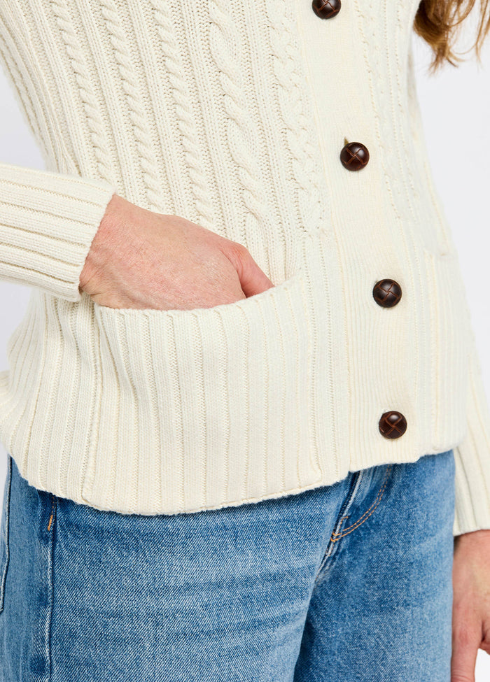 Ardrahan Women’s Fisherman Cardigan - Oyster