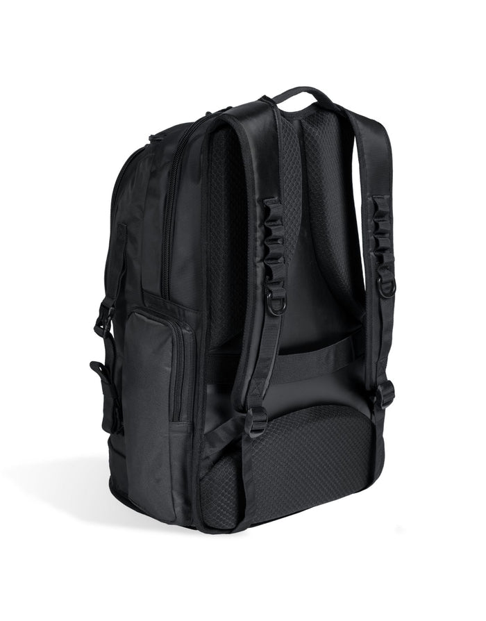 Black Arena All Set Backpack - 45L with wet dry compartments and padded laptop sleeve