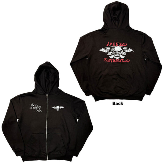 AVENGED SEVENFOLD - DEAD HEAD - Zipped Hoodie Black (Back Print)