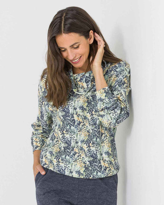 Babette Patterned Cowl Neck Leisure Top - The Classic Boutique