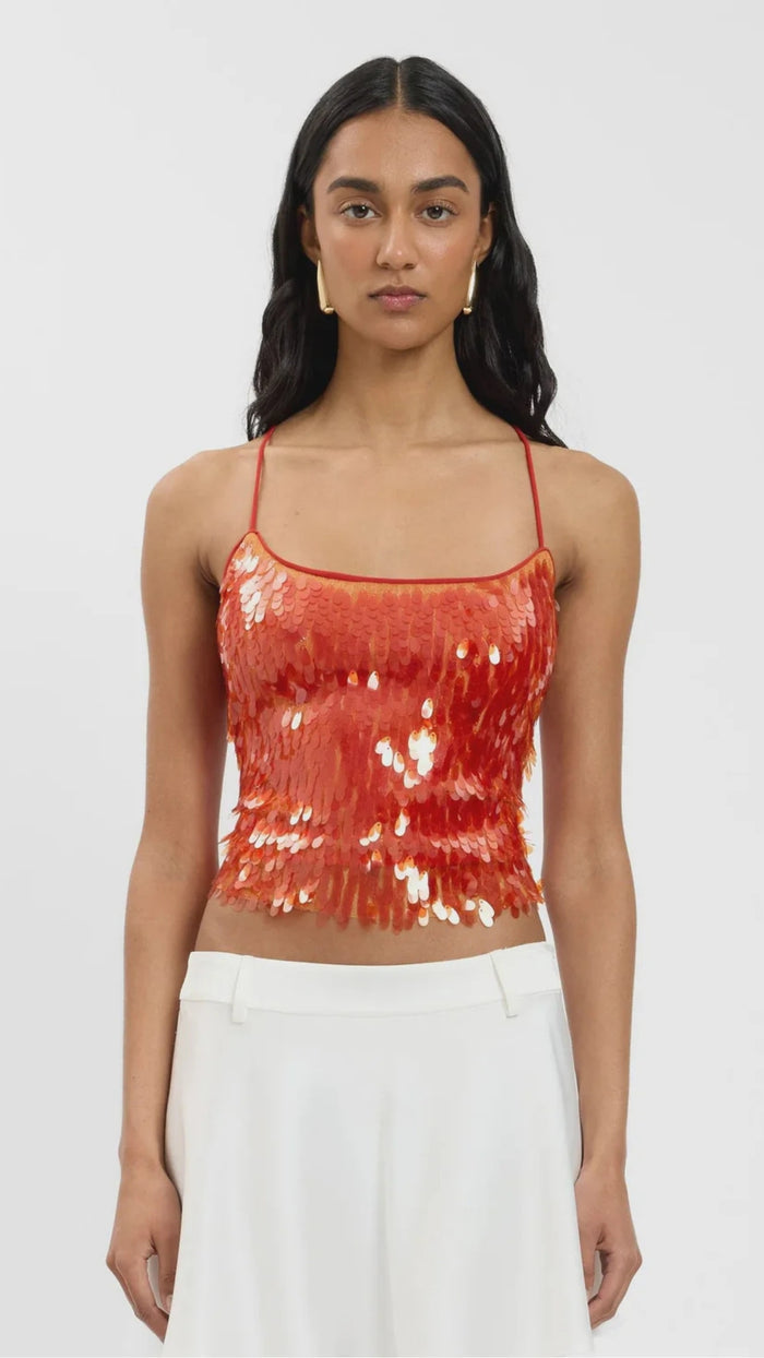 Backless Top | Burnt Orange Sequin