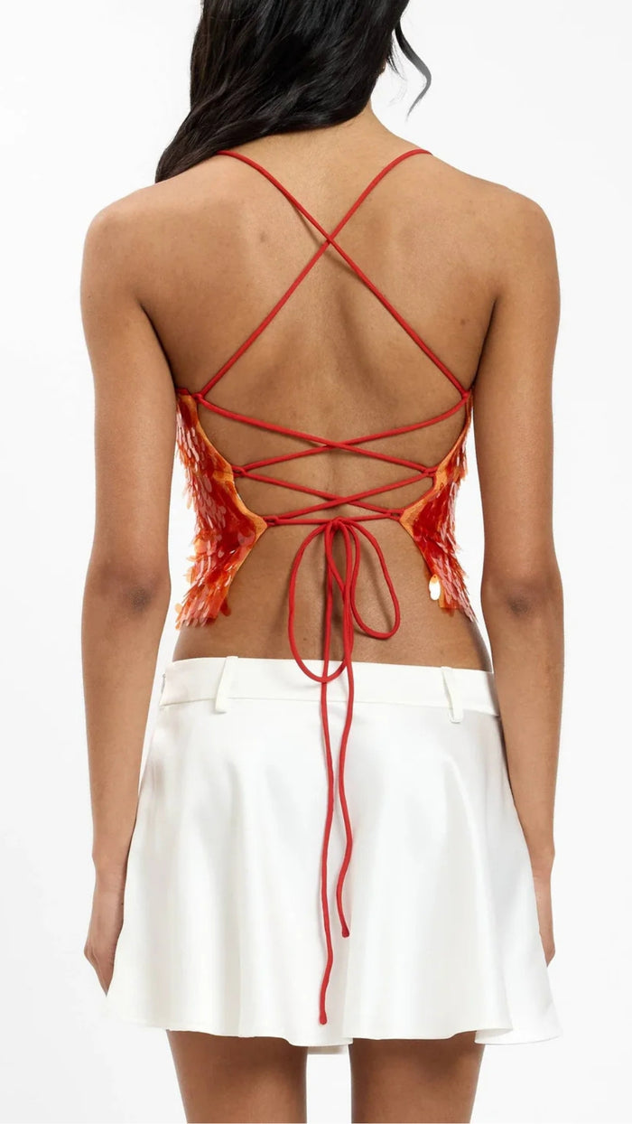 Backless Top | Burnt Orange Sequin