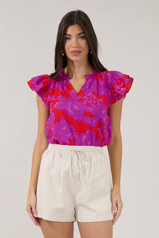 Bellissima Ruffle Sleeve Top Sandrie Floral