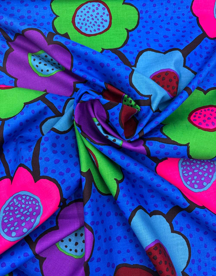 Blue Floral Connections Cotton Fabric, Kaffe Fasset Collective