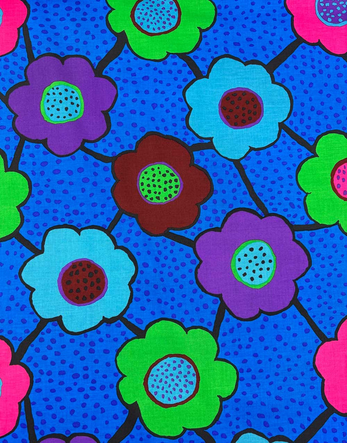 Blue Floral Connections Cotton Fabric, Kaffe Fasset Collective
