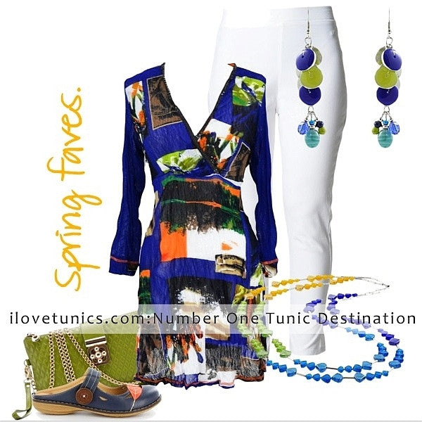 Blue Squares Tunic by Clarity by Threadz featuring a relaxed fit, square pattern, and casual style, perfect for everyday wear.