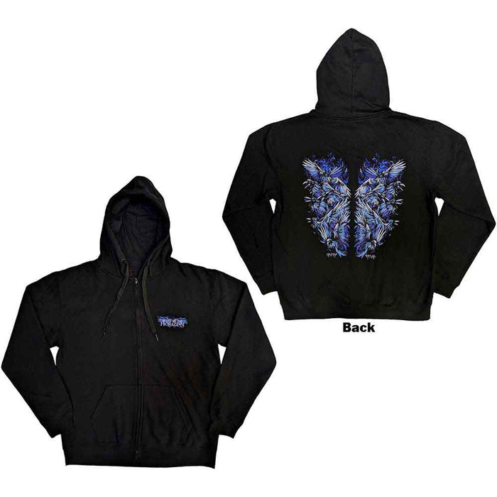 BRING ME THE HORIZON - BLUE CROW WINGS - Zipped Hoodie Black (Back Print)