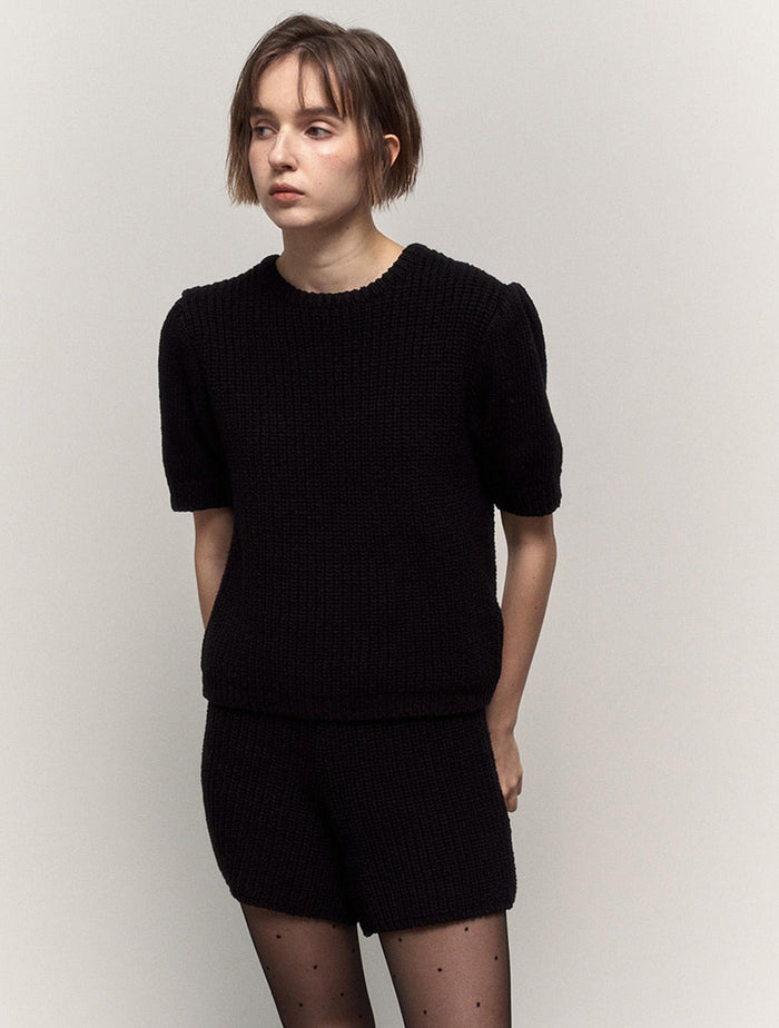 BUBBLES KNIT TOP -BLACK