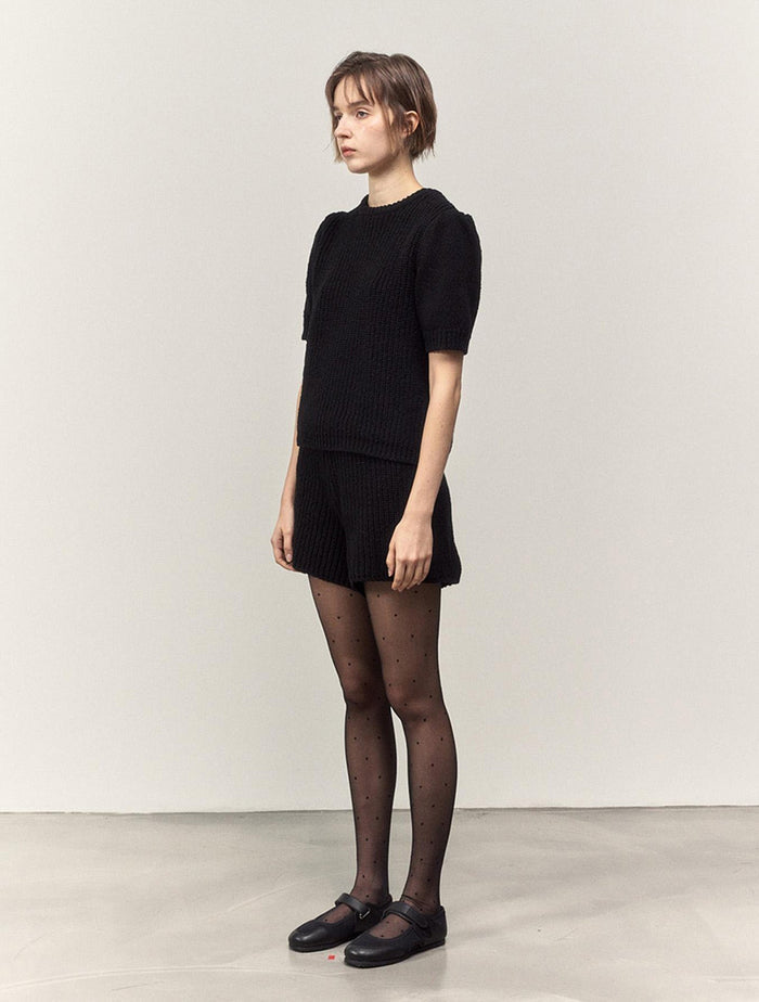 BUBBLES KNIT TOP -BLACK