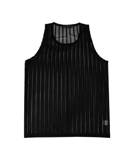 c wear ノースリーブ シースルーニット ブラック 素材ディテール