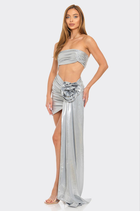 Cascading Metallic Cut-out Mini Dress
