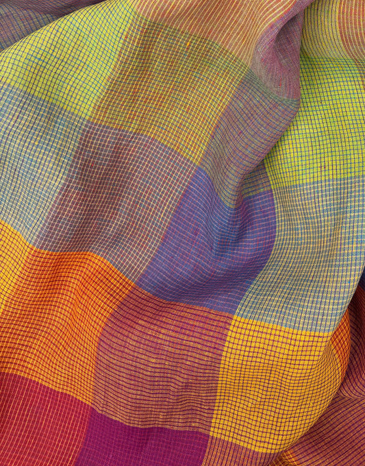 Cefalu Rainbow Check Linen Fabric