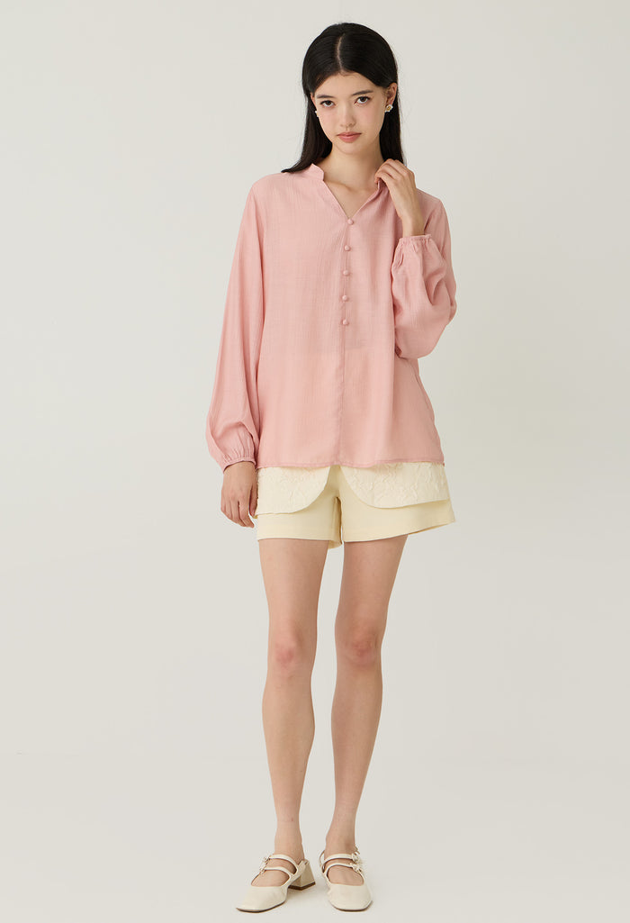 Chic Lantern Cuff Blouse