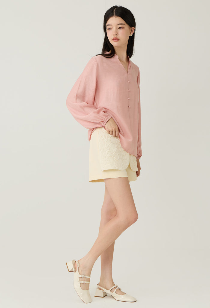 Chic Lantern Cuff Blouse