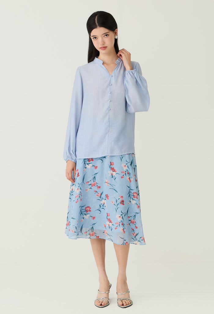 Chic Lantern Cuff Blouse