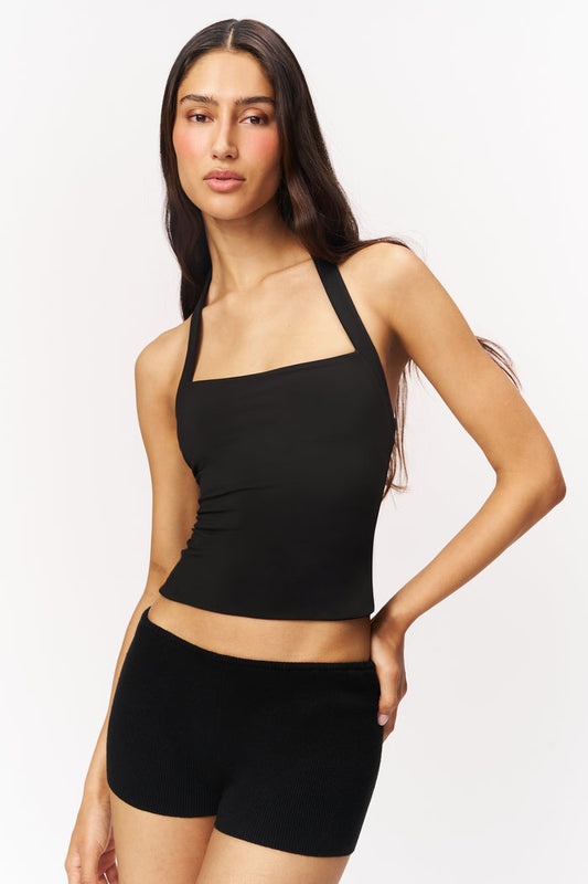 Clara Knit Halter Top in Black