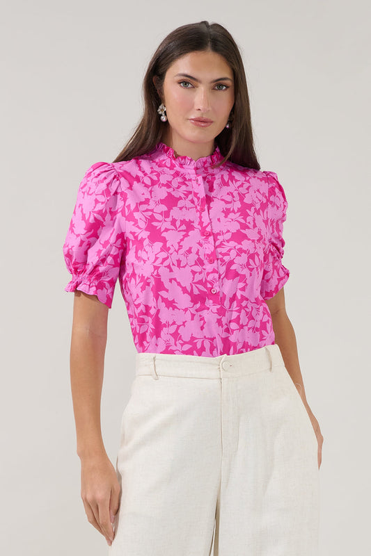 Clove Puff Sleeve Top Petunia