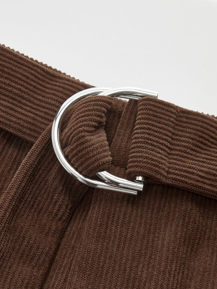 Corduroy Belted Wide-Leg Pants