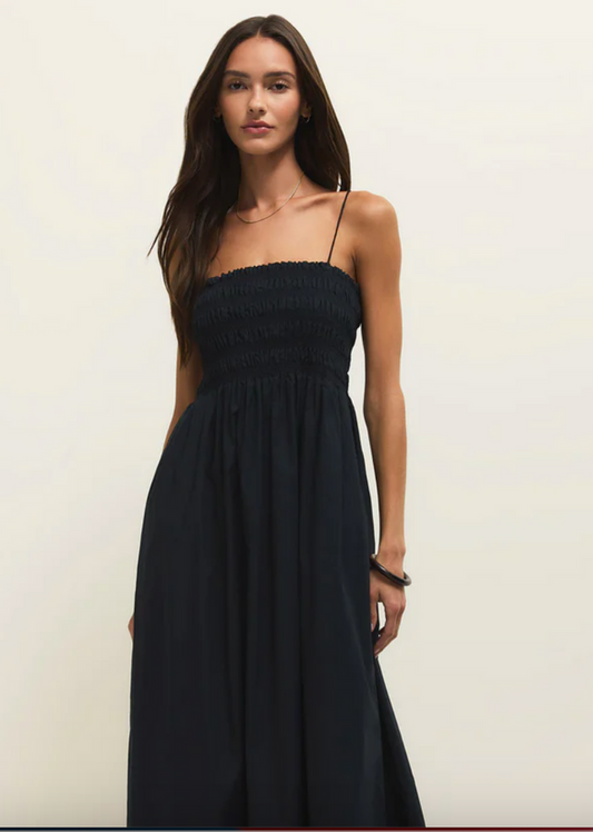 Corneila Poplin Midi Dress - Black