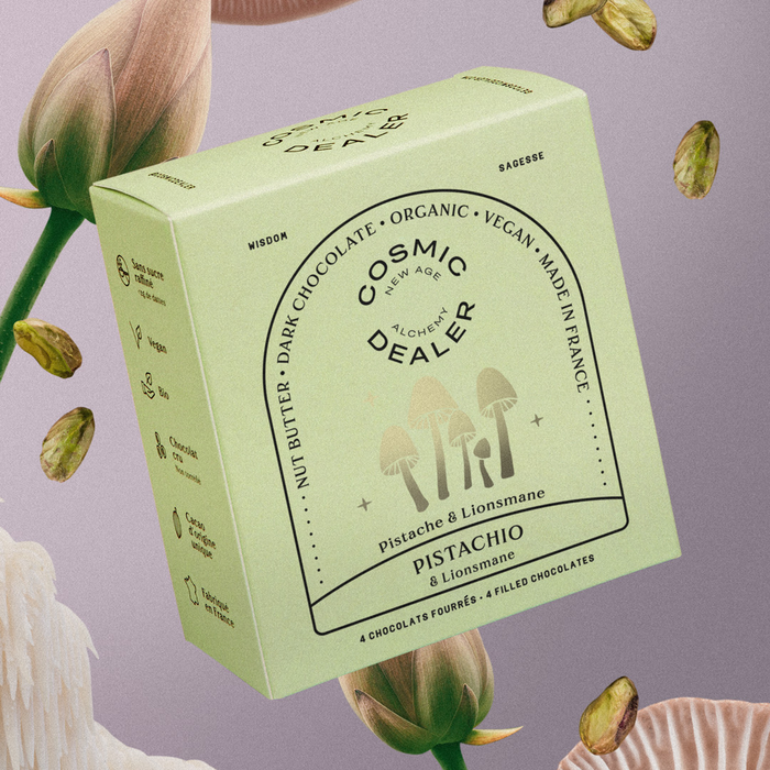 Cosmic Dealer Nut Butter Chocolates Pistachio & Lion's Mane Box of 4