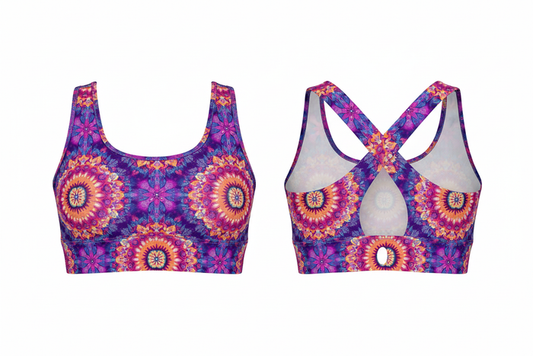 Odyssey sports bra - front and back flat lay