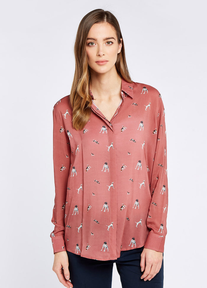 Daphne Hound Print Shirt - Ruby Red