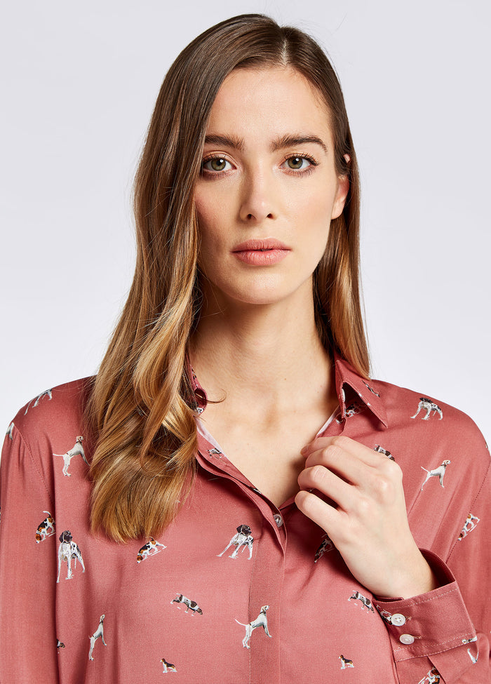 Daphne Hound Print Shirt - Ruby Red