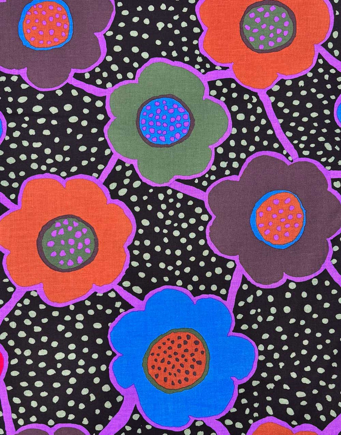 Dark Floral Connections Cotton Fabric, Kaffe Fasset Collective