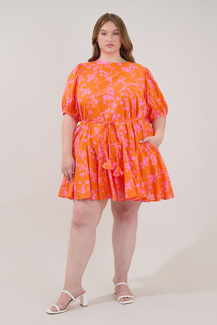 Deliah Godet Mini Dress Floral Curve