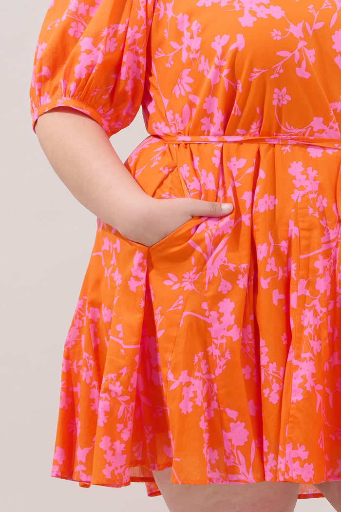 Deliah Godet Mini Dress Floral Curve
