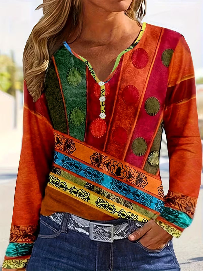Doralivienne - Blouse Ethnique Manches Longues Chic