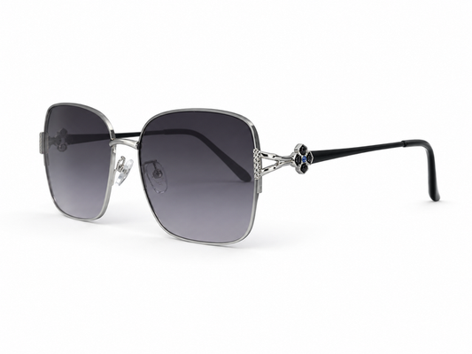 Embellished Clover Sunglasses Silver/Black