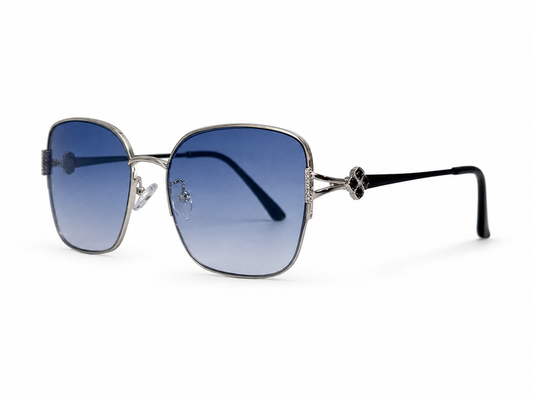 Embellished Clover Sunglasses Silver/Blue