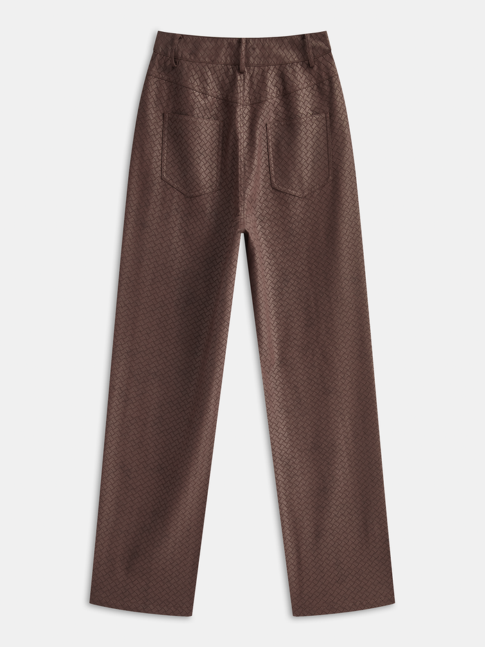 Faux Leather Woven-Patterned Pants