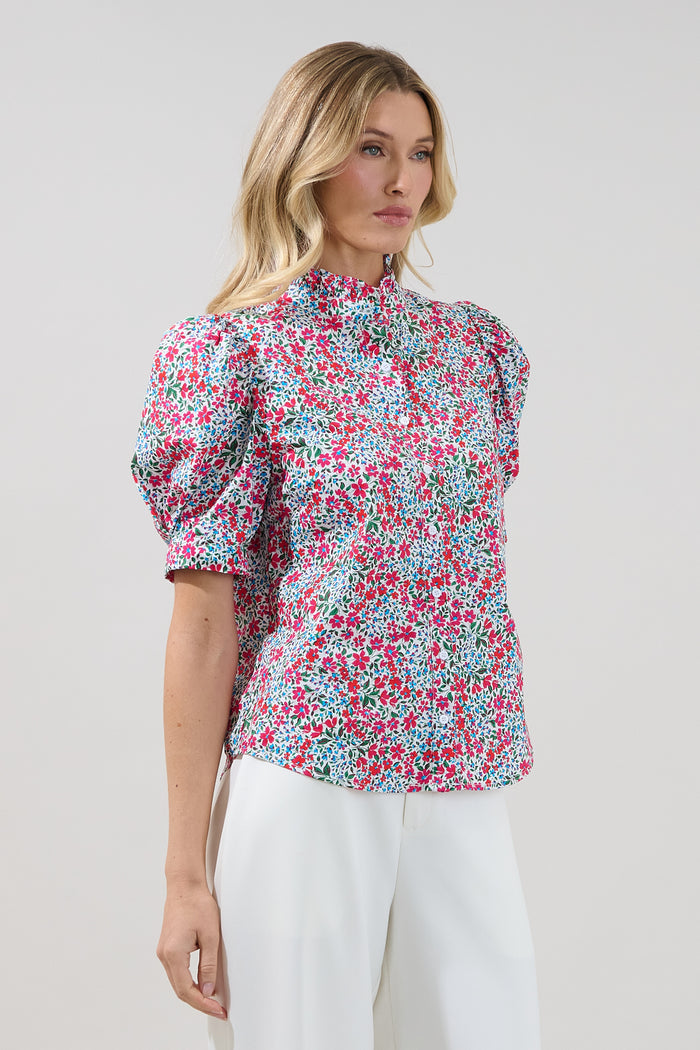 Finley Ruffle Button Down Top Floral