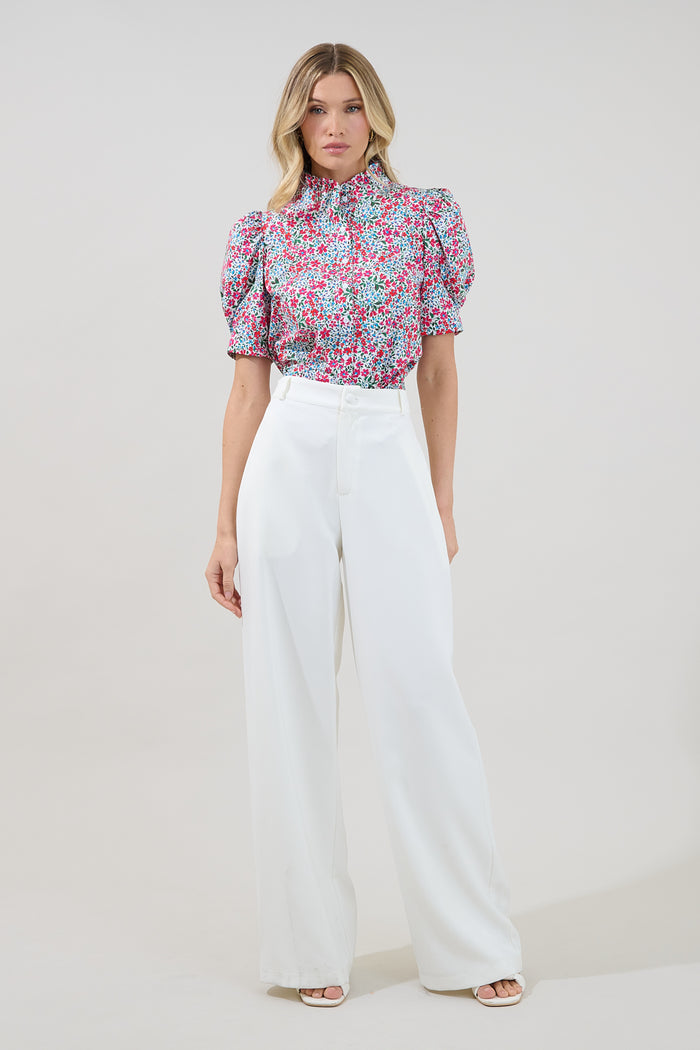 Finley Ruffle Button Down Top Floral