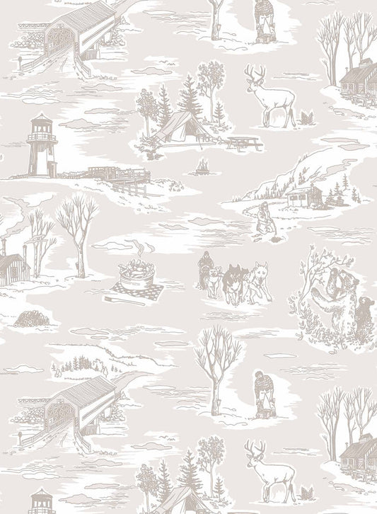 Folklore is a minimalist wallpaper by Opposite Wall of drawings of typical Canadian sightings.